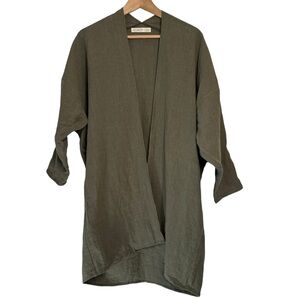 Hackwith Design House Easy Jacket Dark Green Linen Size XS/S Lagenlook Layering